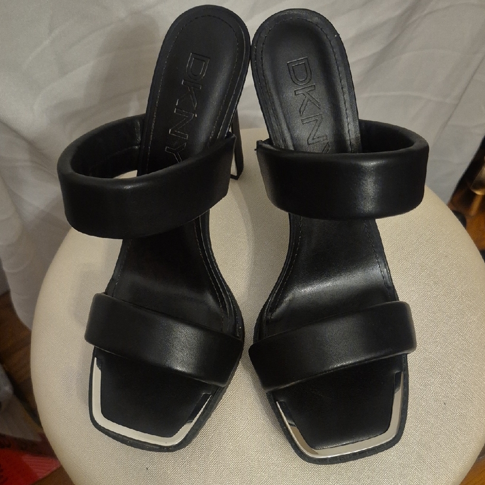 DKNY Black Two Strap Heels